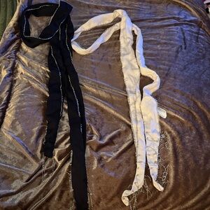 2 Scarf in black/cream color with beautiful silver chains and beads